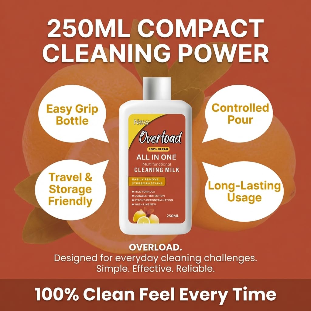 Overload All in One Cleaning Liquid – Multi Surface Cleaner for Kitchen, Bathroom, Tiles, Sink & Steel