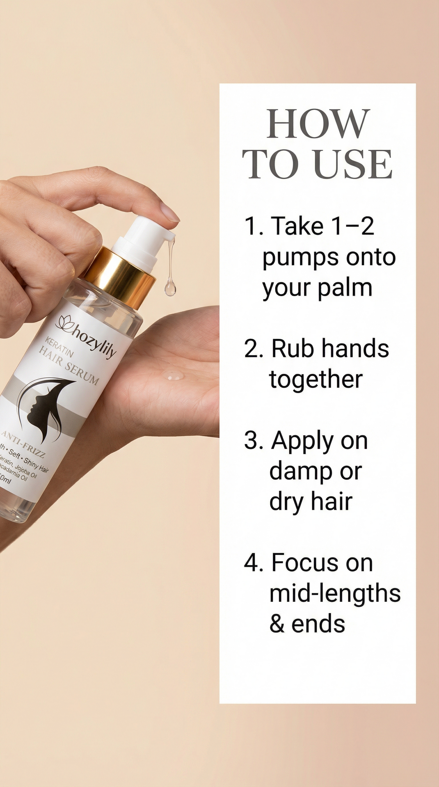 Keratin Hair Serum Anti‑Frizz Smooth & Shiny Hair 50 ml
