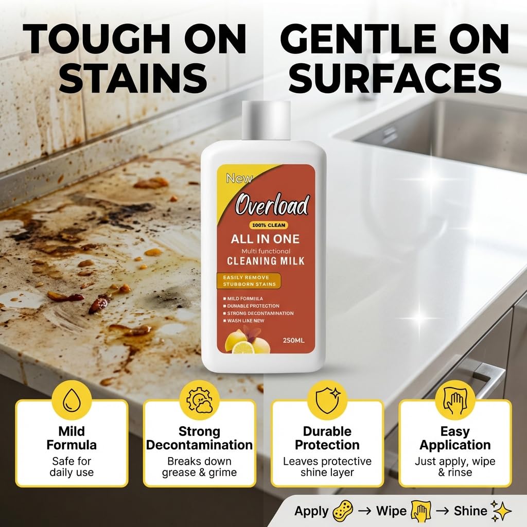Overload All in One Cleaning Liquid – Multi Surface Cleaner for Kitchen, Bathroom, Tiles, Sink & Steel