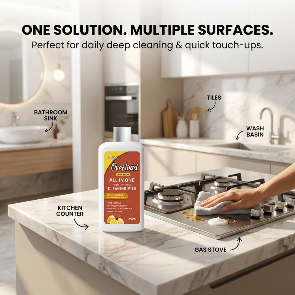 Overload All in One Cleaning Liquid – Multi Surface Cleaner for Kitchen, Bathroom, Tiles, Sink & Steel