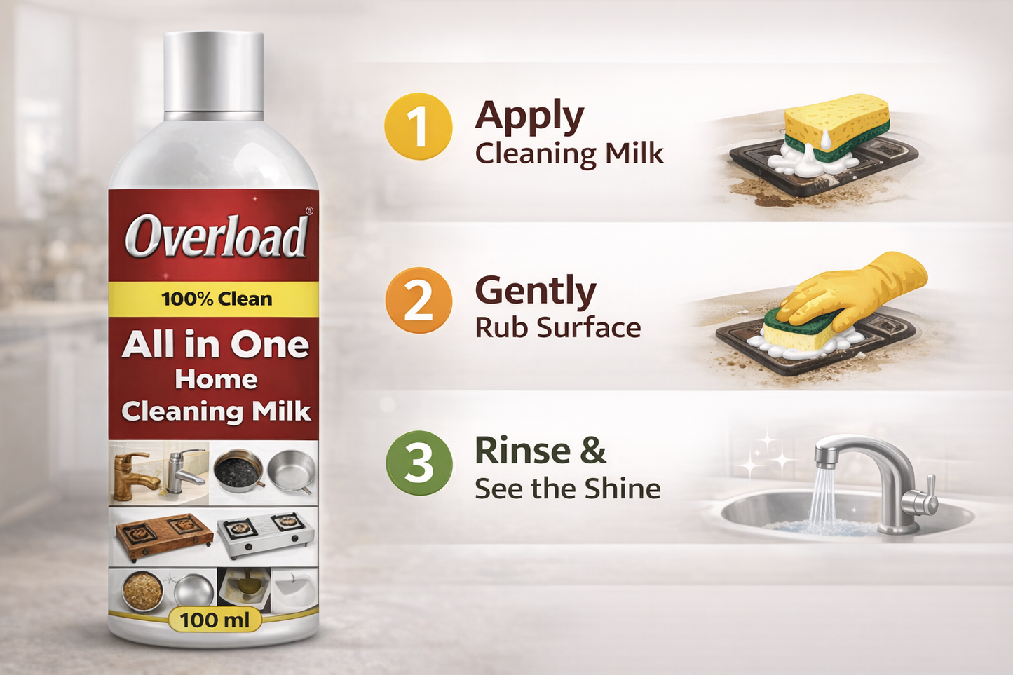 Multi-Purpose Home Cleaning Liquid – Grease, Oil & Rust Remover (100 ml | Pack of 2)