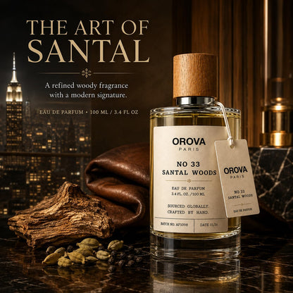 OROVA PARIS Santal Woods Eau de Parfum 100ml | Unisex Sandalwood Perfume