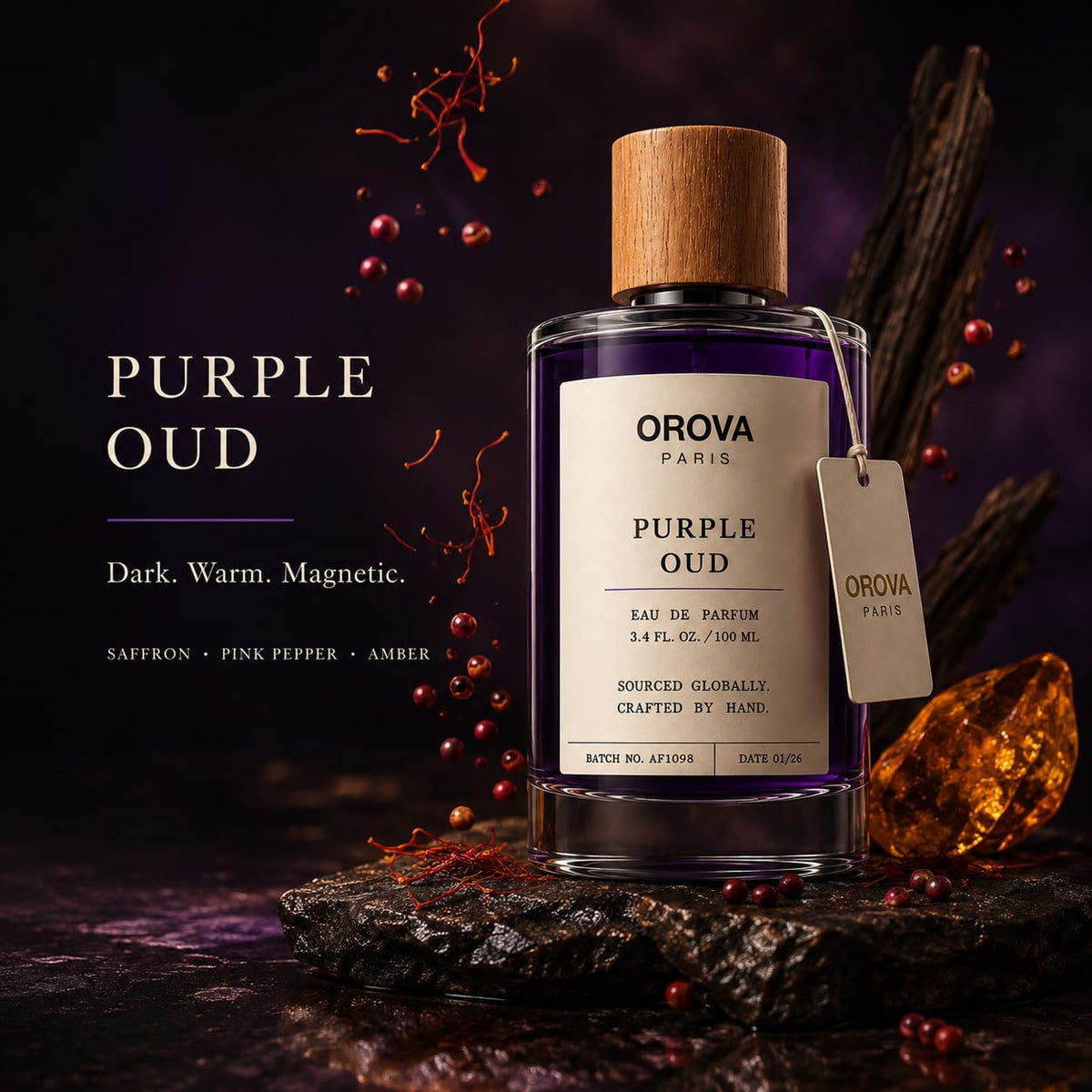 ORÖVA PARIS Purple Oud Eau de Parfum 100ml | Unisex Oud Perfume