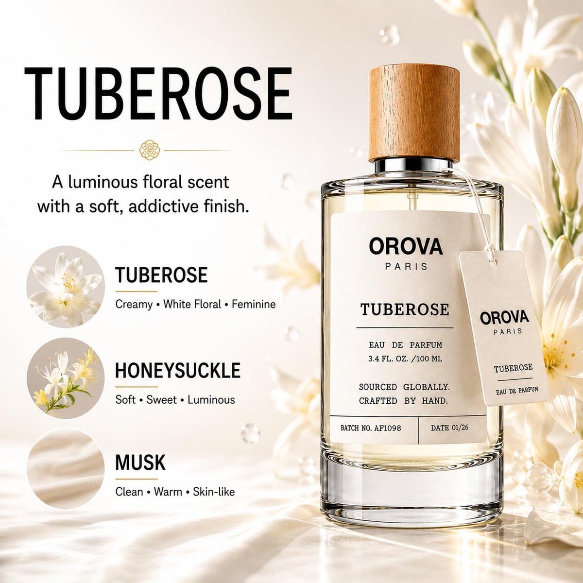 ORÖVA PARIS Tuberose Eau de Parfum 100ml | Luxury Women's Perfume