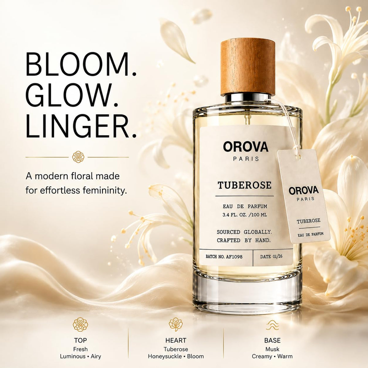 ORÖVA PARIS Tuberose Eau de Parfum 100ml | Luxury Women's Perfume