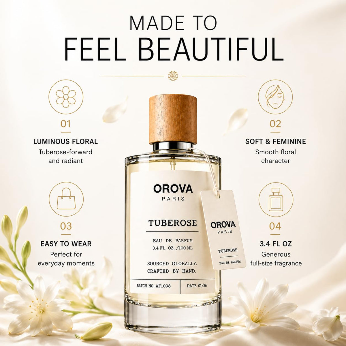 ORÖVA PARIS Tuberose Eau de Parfum 100ml | Luxury Women's Perfume