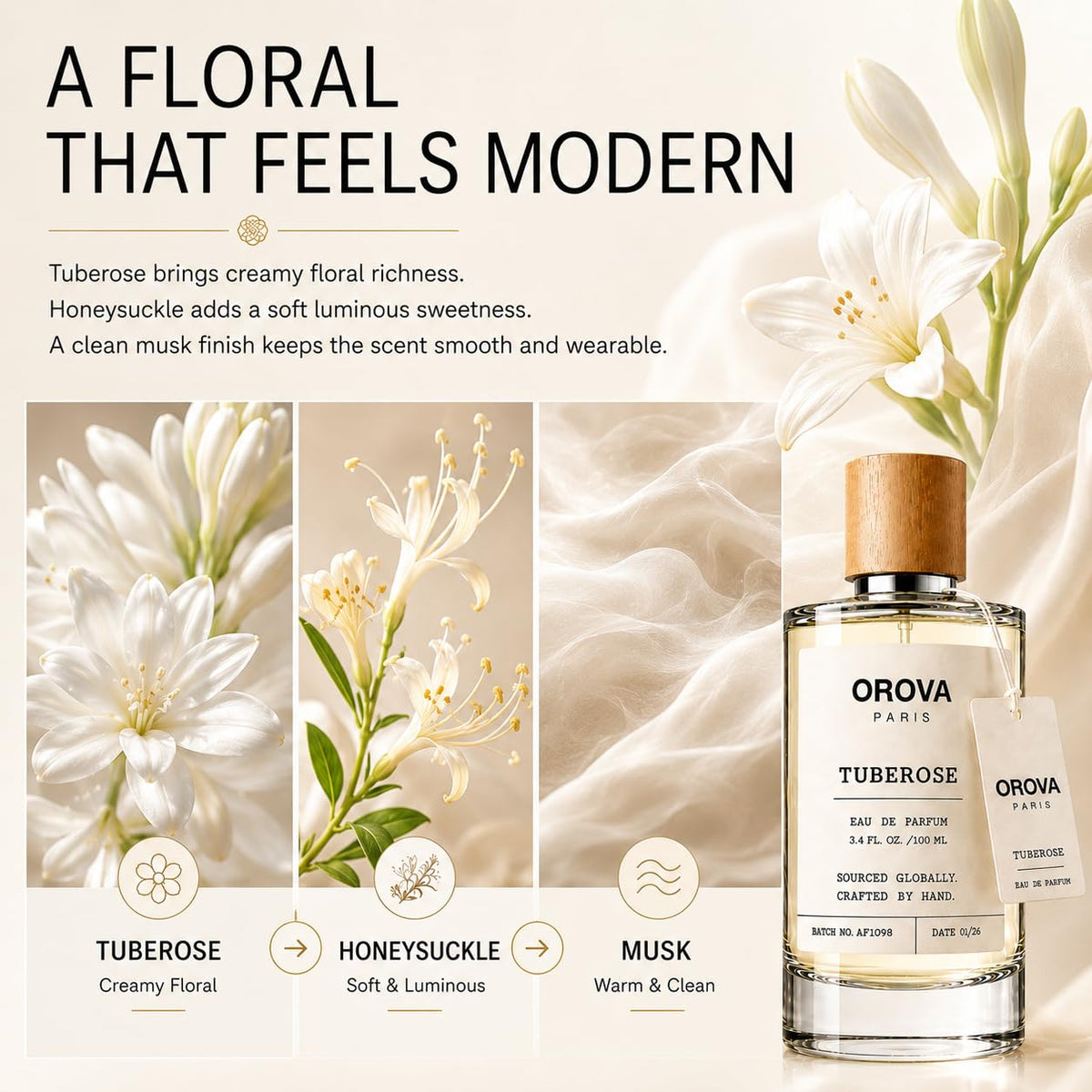 ORÖVA PARIS Tuberose Eau de Parfum 100ml | Luxury Women's Perfume