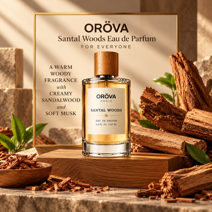 OROVA PARIS Santal Woods Eau de Parfum 100ml | Unisex Sandalwood Perfume