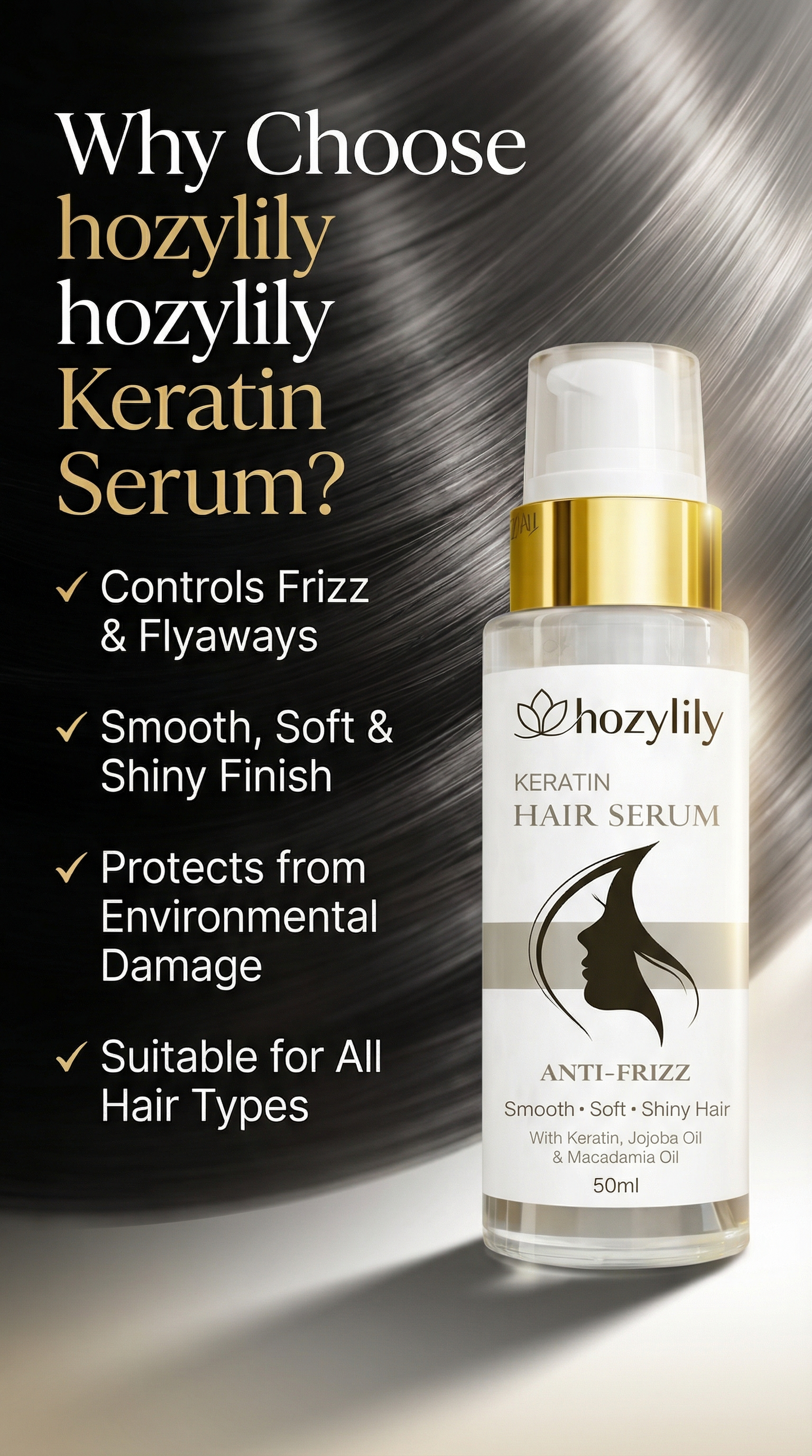 Keratin Hair Serum Anti‑Frizz Smooth & Shiny Hair 50 ml